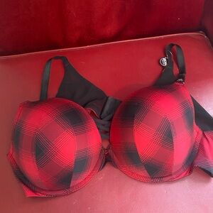 Torrid 360° Back Smoothing Red Plaid Push-Up Bra - Size 44C - New with Tags